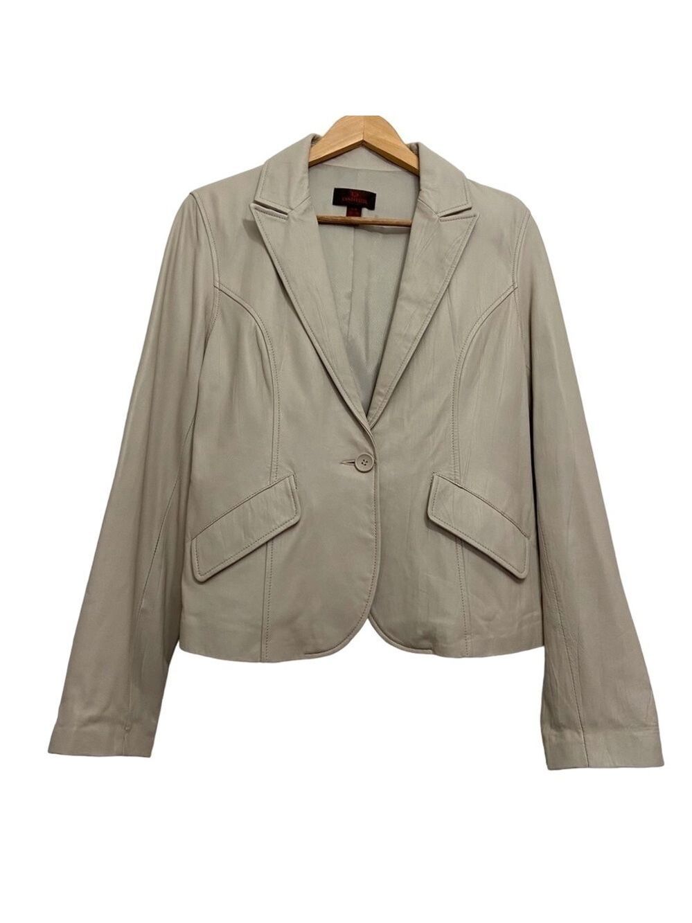Danier nude genuine leather blazer soft jacket beige/cream ecru off white large